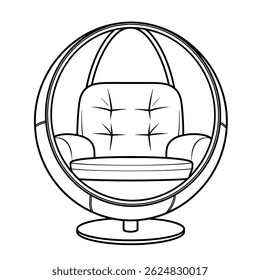 Página de coloração da ilustração da cadeira de ovo