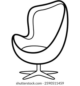 egg chair line art vector on white background