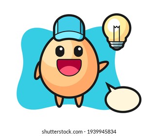 Egg character cartoon getting the idea