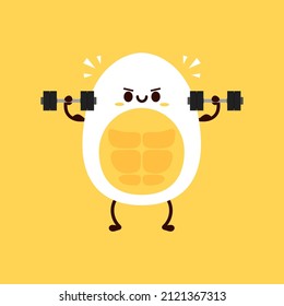 Egg Character Design. Exercise. Cute Egg Cartoon Vector.