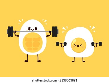 Egg character design. Exercise. Cute egg cartoon vector.