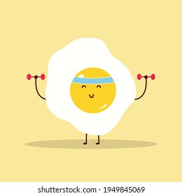 Egg character design. Egg makes sport. Egg vector.