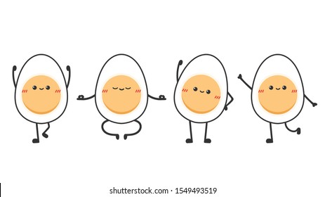 Egg character design. set. symbol. wallpaper. boiled egg character.