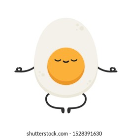 Egg character design. egg vector on white background. boiled egg vector. boiled egg character. meditation.