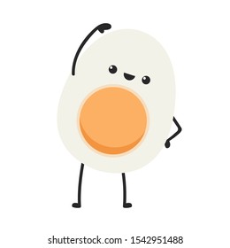 Egg character design. egg vector on white background. boiled egg vector.