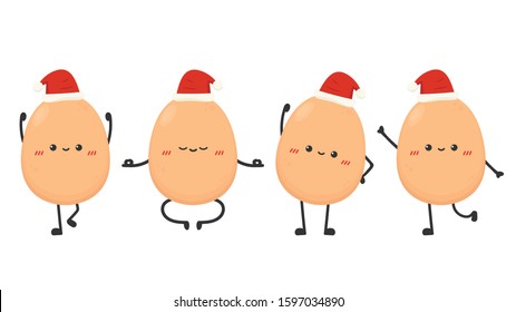 Egg character design. egg vector on white background. Santa hat vector.