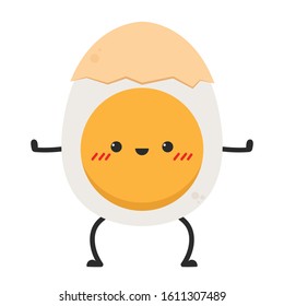 Egg character design. egg vector on white background. boiled egg vector. boiled egg character.