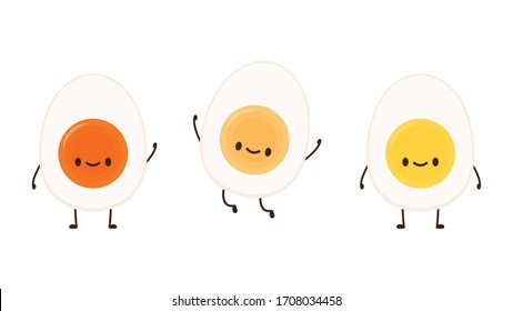 Egg character design. egg vector on white background. boiled egg vector. boiled egg character.