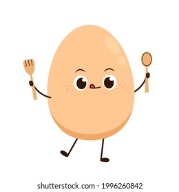 Egg character design. Egg vector on white background. Boiled egg vector.