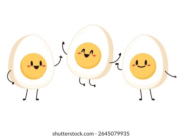 Egg character design. egg vector on white background.