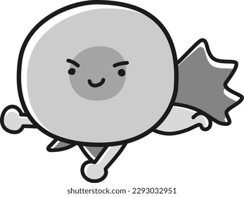 Egg character illustration (black and white)