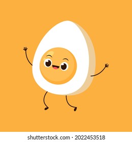 Egg character vector. Boiled egg character design. Egg yoga.