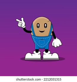 egg character vector illustration with blue jeans