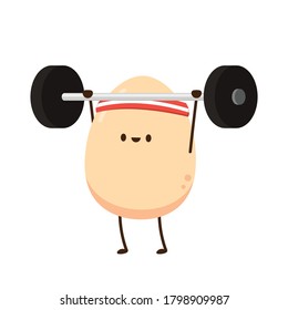 Egg character working out vector. Egg on white background.