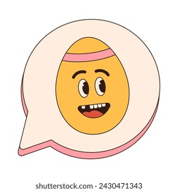 egg chat retro groovy icon. happy easter flat vector illustration icon.