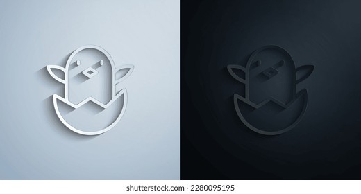 Icono de papel de pollo de huevo con efecto de sombra diseño de iluminación vectorial