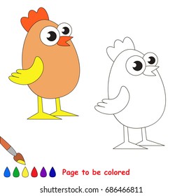 Egg Chicken to be colored, the coloring book for preschool kids with easy educational gaming level.
