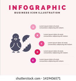 Egg, Chicken, Easter, Baby, Happy Solid Icon Infographics 5 Steps Presentation Background