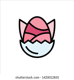 Egg, Chicken, Easter, Baby, Happy  Flat Color Icon. Vector icon banner Template