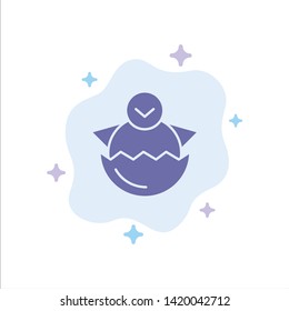 Egg, Chicken, Easter, Baby, Happy Blue Icon on Abstract Cloud Background