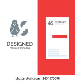 Egg, Chicken, Easter, Baby, Happy Grey Logo Design and Business Card Template
