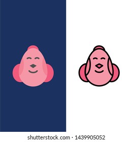 Egg, Chicken, Easter, Baby, Happy  Icons. Flat and Line Filled Icon Set Vector Blue Background