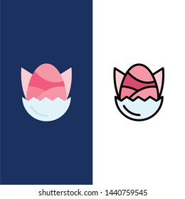 Egg, Chicken, Easter, Baby, Happy  Icons. Flat and Line Filled Icon Set Vector Blue Background