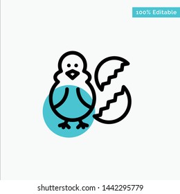 Egg, Chicken, Easter, Baby, Happy turquoise highlight circle point Vector icon