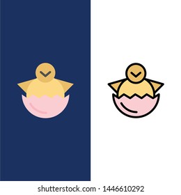 Egg, Chicken, Easter, Baby, Happy  Icons. Flat and Line Filled Icon Set Vector Blue Background