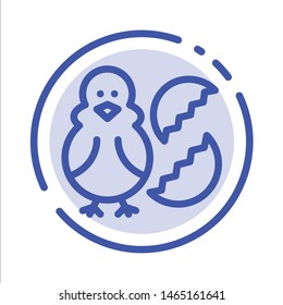 Egg, Chicken, Easter, Baby, Happy Blue Dotted Line Line Icon. Vector Icon Template background