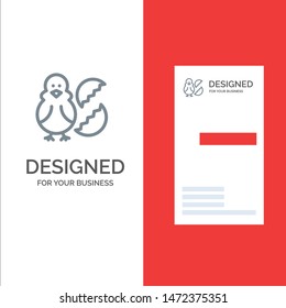 Egg, Chicken, Easter, Baby, Happy Grey Logo Design and Business Card Template