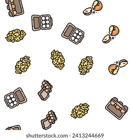 egg chicken hen food farm vector seamless pattern thin line illustration