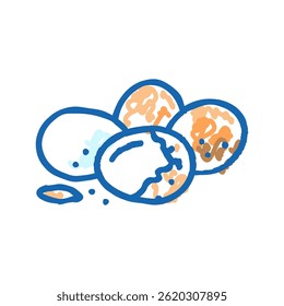 Vector de boceto de icono de garabato de cáscara de pollo de huevo. signo de cáscara de pollo de huevo. ilustración de símbolo aislado