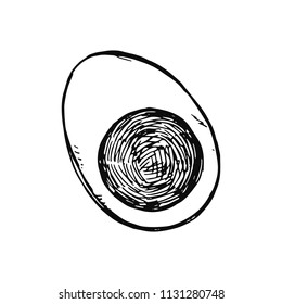 egg chicken sketch isolated on white background.