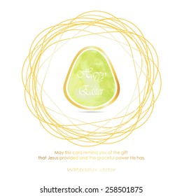 Egg and circle nest on Happy Easter card