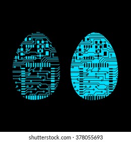 egg in circuit board style Vector Illustration