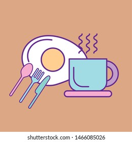 Egg and coffee cup design, Food restaurant menu dinner lunch cooking meal and tasty theme Vector illustration