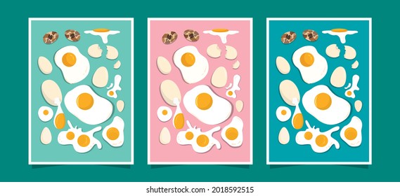 Egg collection illustration Poster template with 3 background color variants