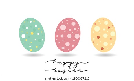 Egg color with Happy Easter Hand drawn calligraphy and brush pen lettering in the happy Easter day