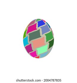An egg with colored shapes on a white background. A vector image.