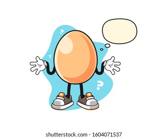 Egg confused with thought bubble cartoon. Mascot Character vector.