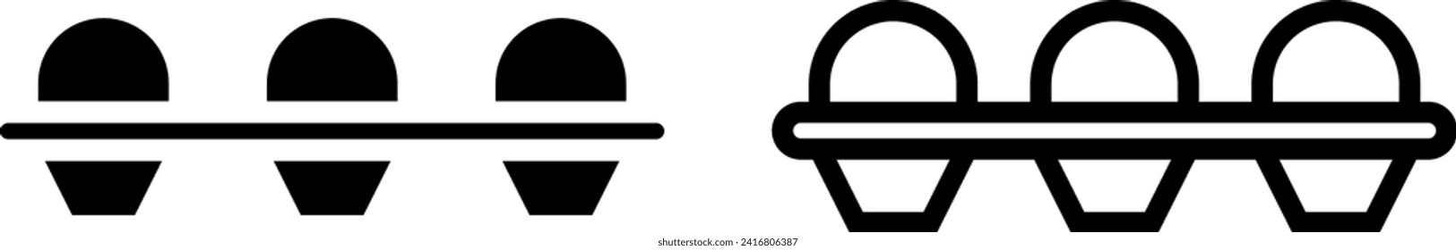 egg container icon, sign, or symbol in glyph and line style isolated on transparent background. Vector illustration