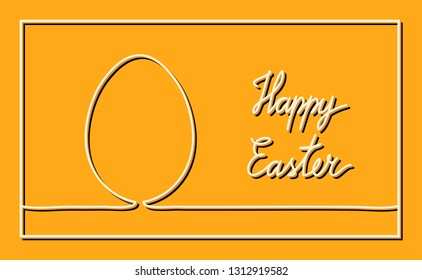 Egg, continuous line. Happy Easter. Greeting card. Vector background 