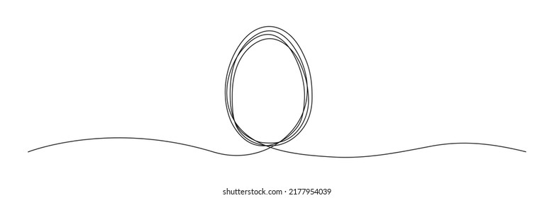 Egg continuous one line drawing.  Easter egg linear symbol. Vector illustration isolated on white.