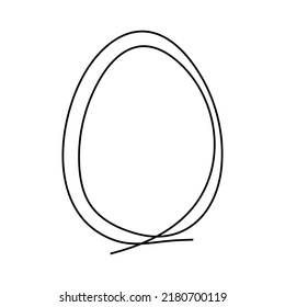 Egg continuous one line drawing.  Easter egg doodle linear symbol. Vector illustration isolated on white.