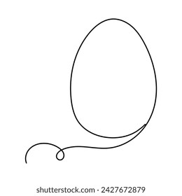 Egg  continuous one line drawing of outline vector illustration