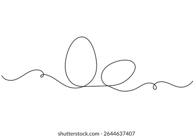 Egg continuous one line drawing minimalist style outline vector illustration