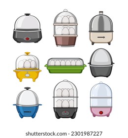 egg cooker set cartoon. cooking cook, kitchen electric, appliance meal, equipment morning egg cooker sign. isolated symbol vector illustration