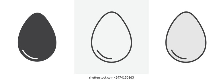 Egg Cooking Methods Icon Set. Shell and Content Vector Symbol.