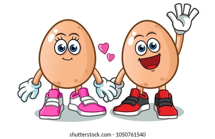 egg couple mascot vector cartoon illustration